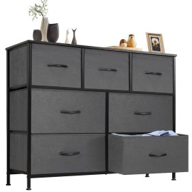 Desser For Bedroom With 7 Fabric Drawers Organizer Storage Closet Chest Clothes For Living Room Display Cabinet Of Furniture (Color: Grey)