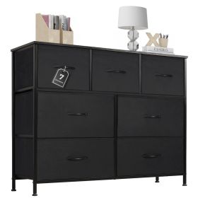Desser For Bedroom With 7 Fabric Drawers Organizer Storage Closet Chest Clothes For Living Room Display Cabinet Of Furniture (Color: Black)
