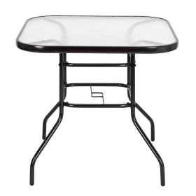 Outdoor Dining Table Square Toughened Glass Table Yard Garden Glass Table (Color: Dark Chocolate)
