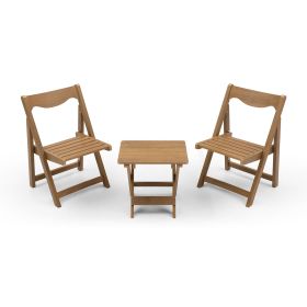 HIPS Outdoor Bistro Set  Foldable Table & 2 Chairs, Rectangular Shape (Option: Teak)