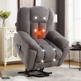 Power Lift Recliner Chair Recliners For Elderly With Heat And Massage Recliner Chair For Living Room With Infinite Position And Side Pocket,USB C (Color: Grey)