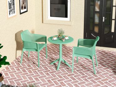 3 Piece Plastic Arm Chair Bistro GRS Premium Ocean Plastic, Green (Option: Army Green)