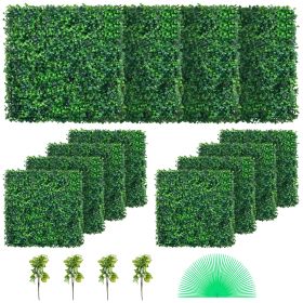 VEVOR 12PCS 20x20inch Artificial Boxwood Panels,Boxwood Hedge Wall Panels,Artificial Grass Backdrop Wall ,Privacy Hedge Screen UV Protected For O (Option: Green 12pcs)