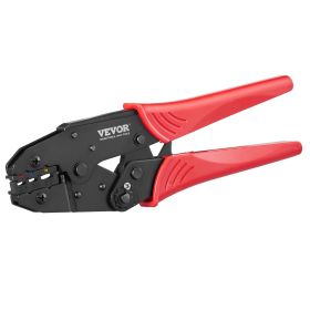 VEVOR Ratcheting Crimping Tool Set For Insulated Electrical Connectors AWG22-10 With Wire Stripper And 210pcs Heat Shrink Tubes Labor-Saving Ratc (Option: Red handle)