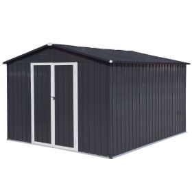 Metal Garden Sheds 10ftx8ft Outdoor Storage Sheds White Coffee With Window (Color: White)