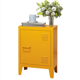 Modern Bedside Table, Durable Metal Bedside Storage Cabinet (Color: Yellow)